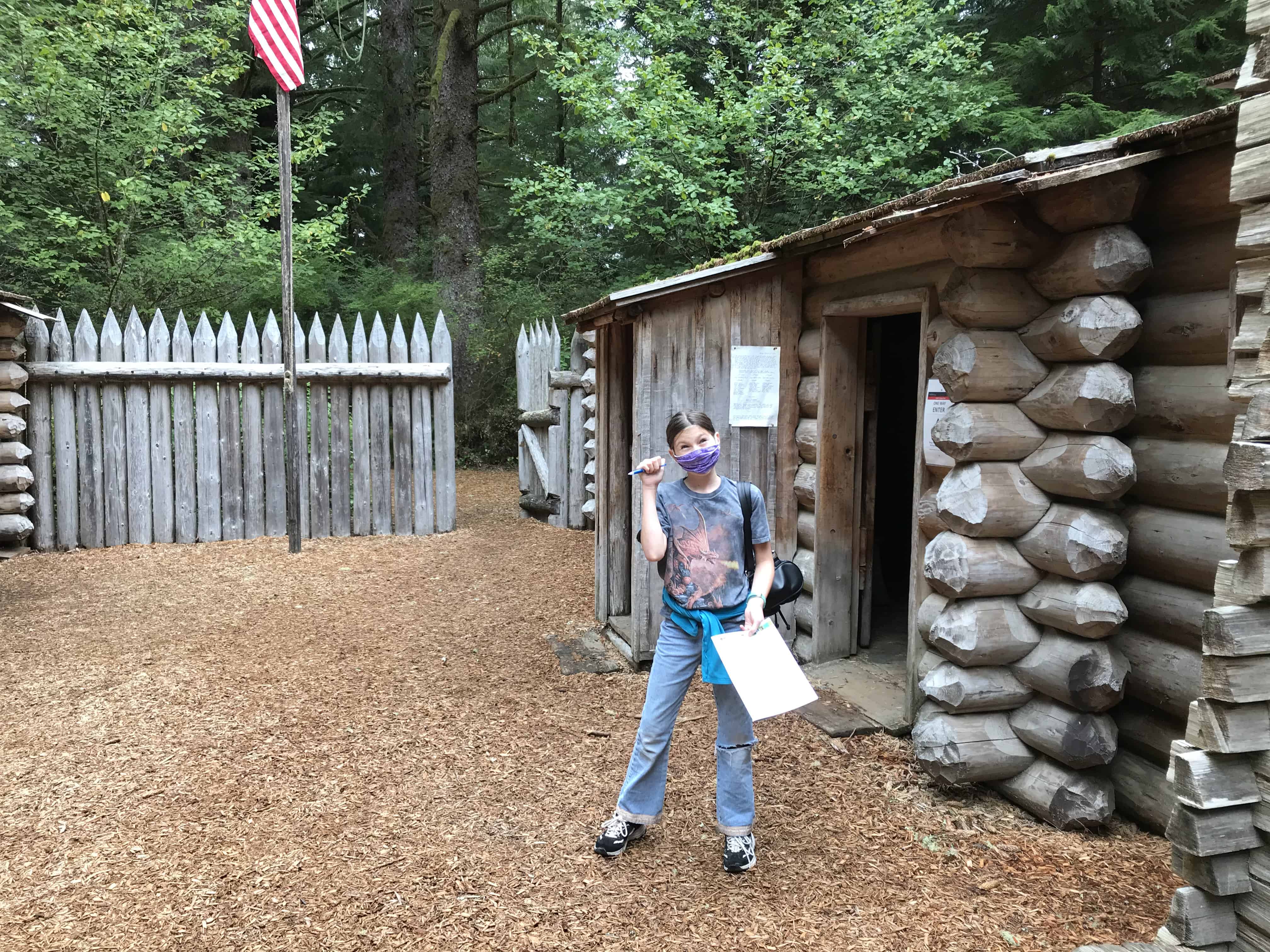 Girl in old Fort Clatsop, near Seaside Oregon. 