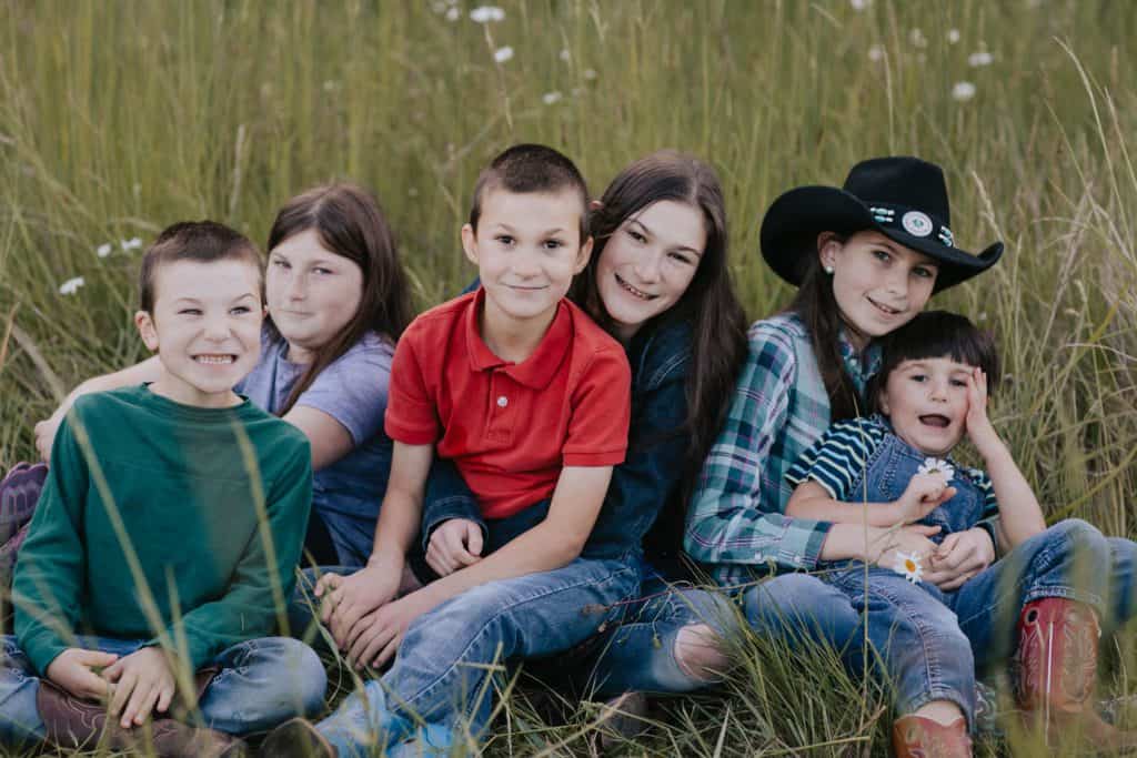 six children in field