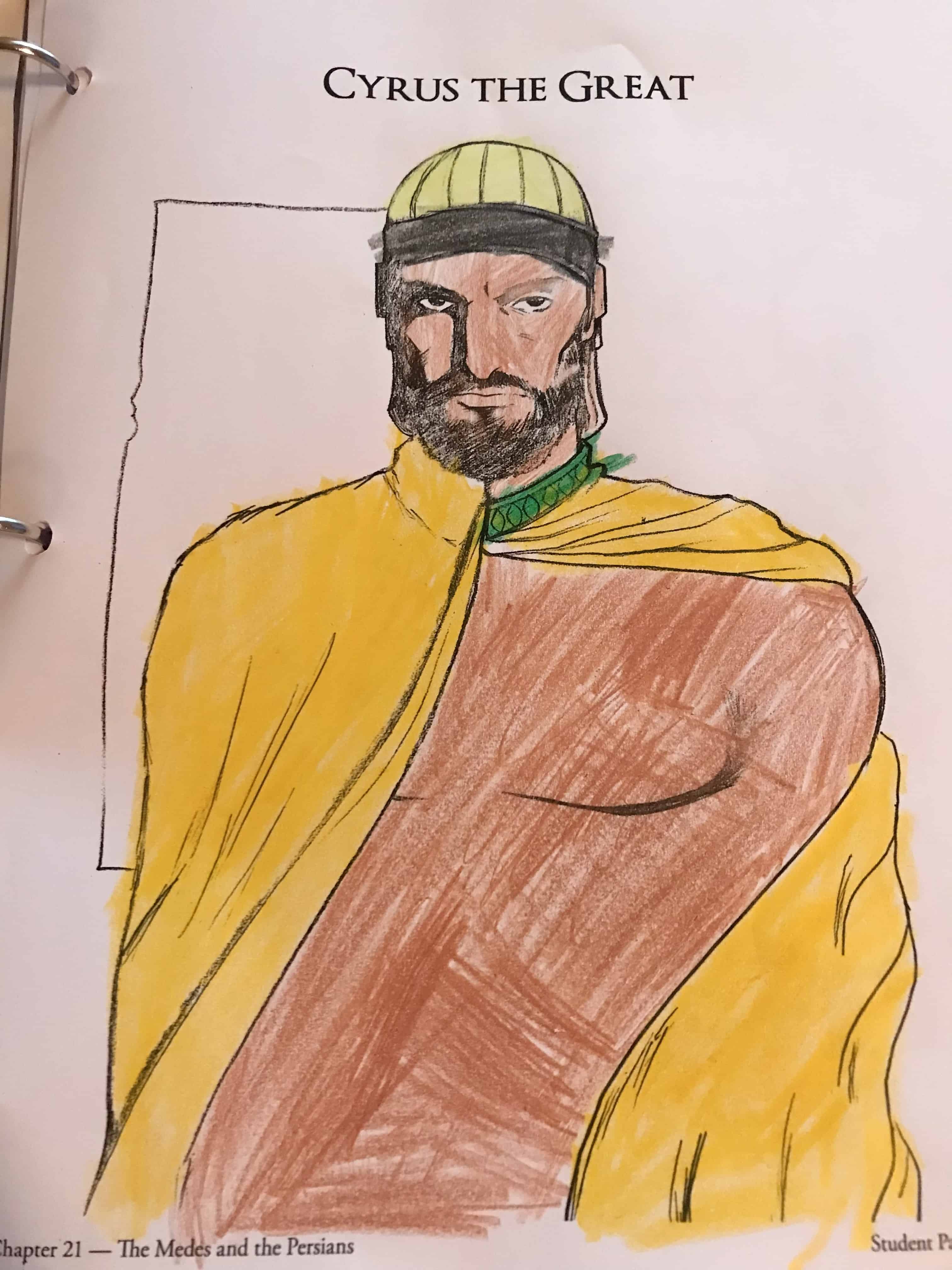 Cyrus the Great coloring page from The Story of the World social studies curriculum.