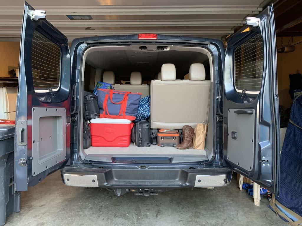 Our Nissan NV 3500 packed for our month-long road trip.