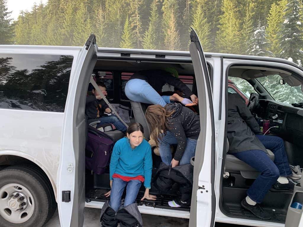 My daughter shoots me a frustrated look on a snow trip in the Deschutes National Forest.