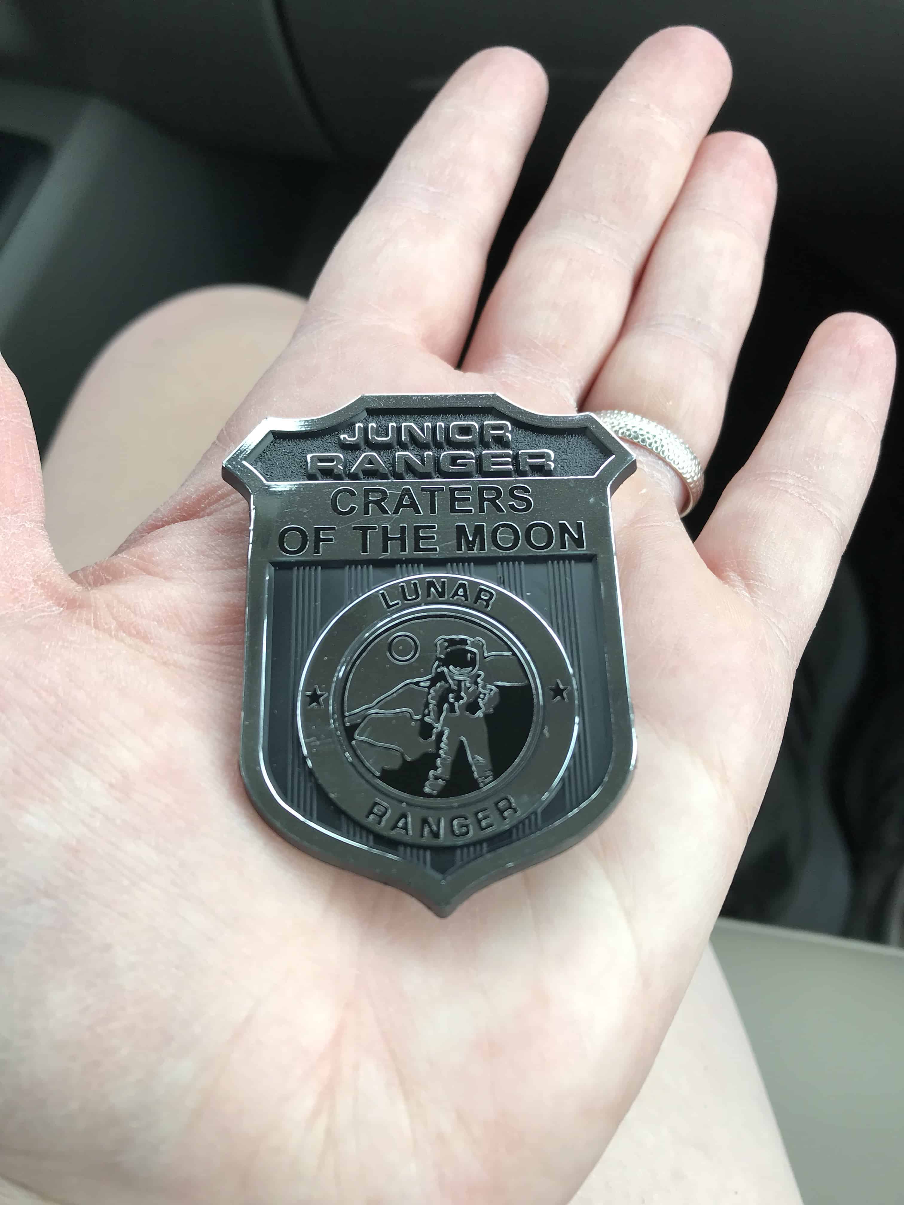 Lunar Ranger badge that we received at craters of the moon Idaho with kids