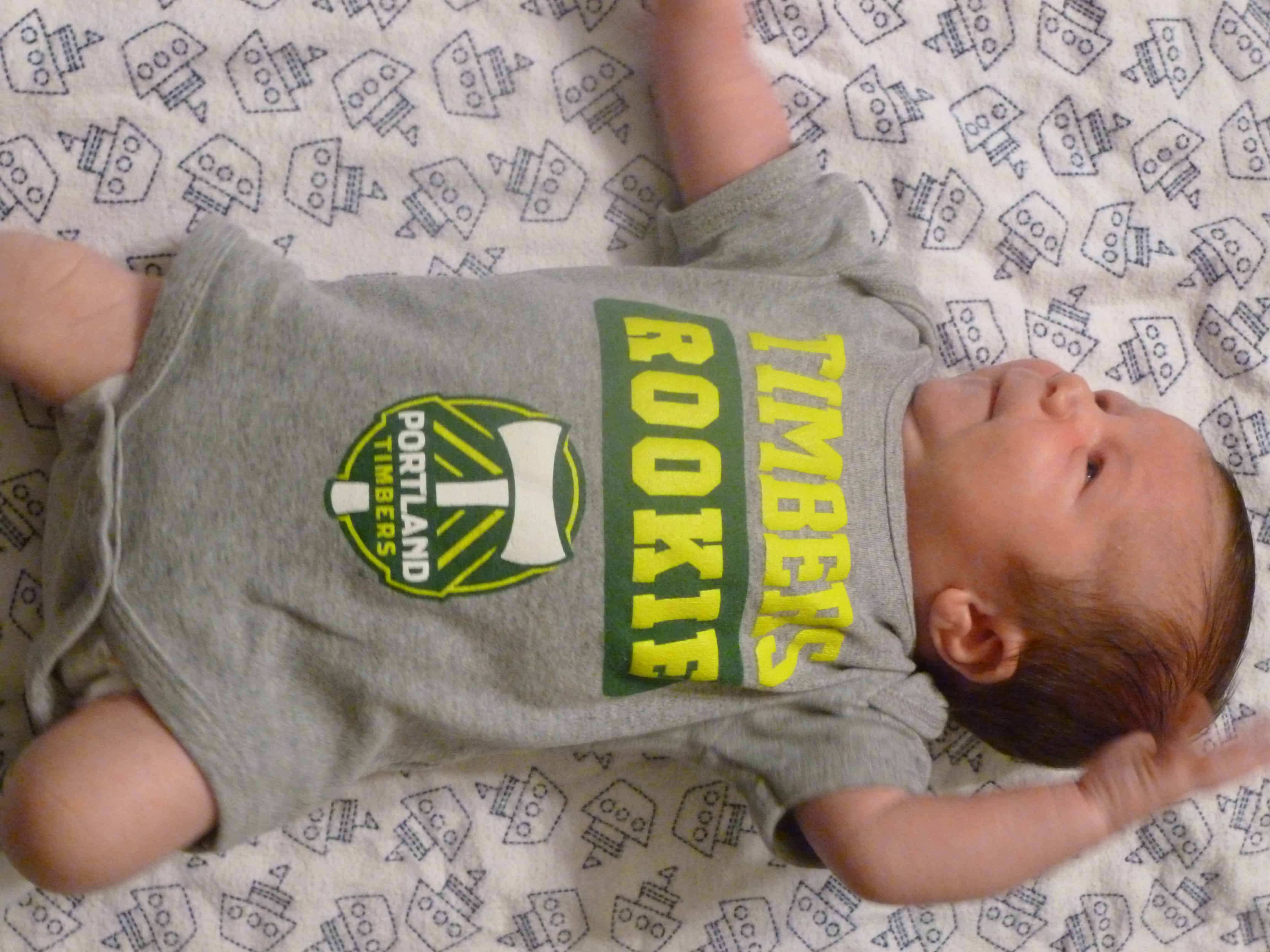 Baby in Timbers onesie