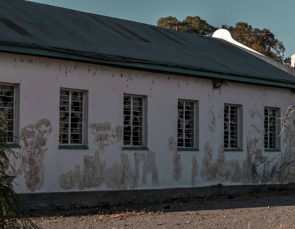 Old church building in the Caribbean. Invasion of red ants.