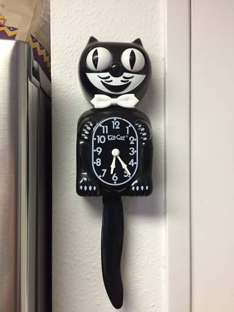 Black Kit Cat clock on wall