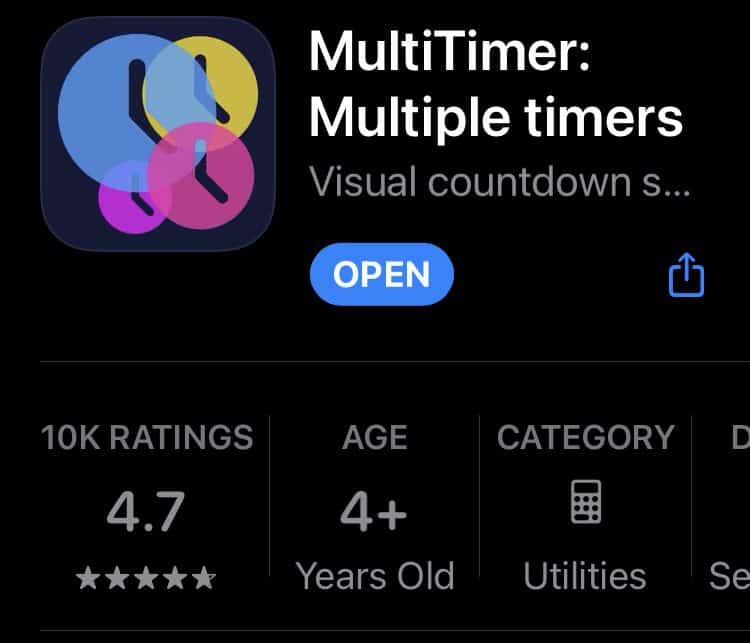 MultiTimer app in App Store