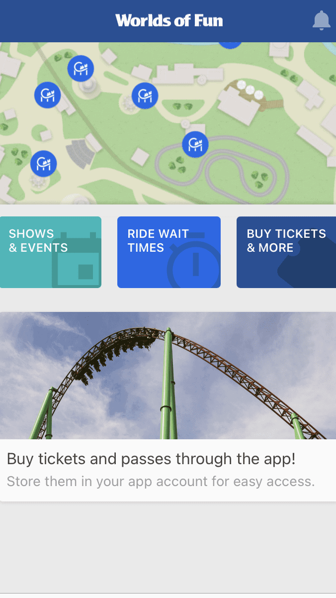 Screenshot of Worlds of Fun app