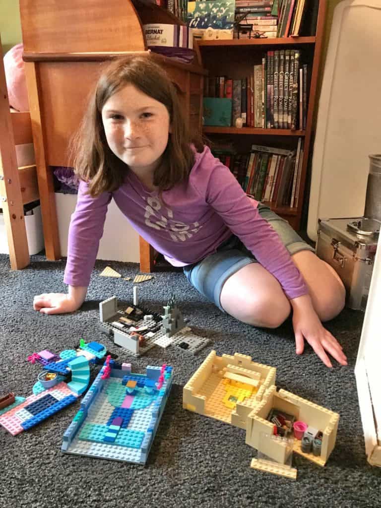 Girl with Legos. gifts for kids.
