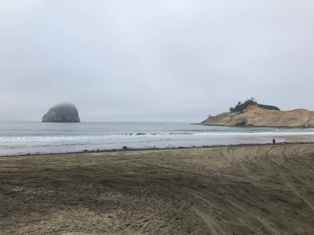 cloudy day at Pacific City beach