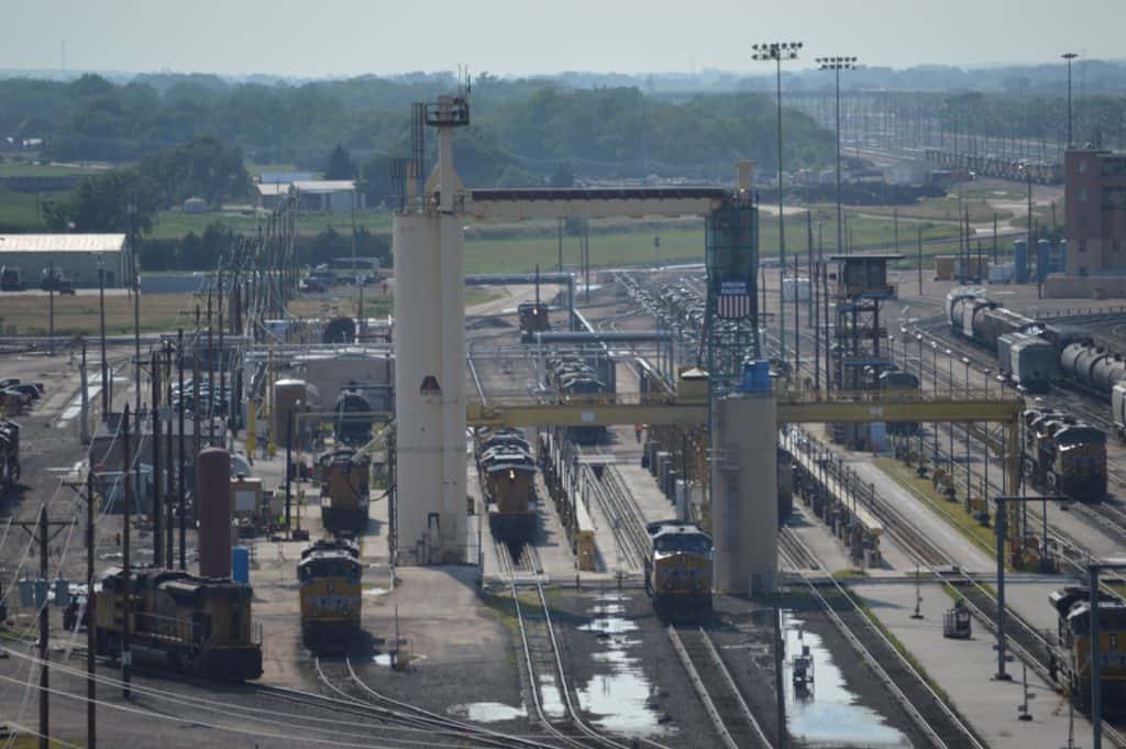 Bailey Yard locomotives fueling up for the long haul. Bailey Yard North Platte NE.