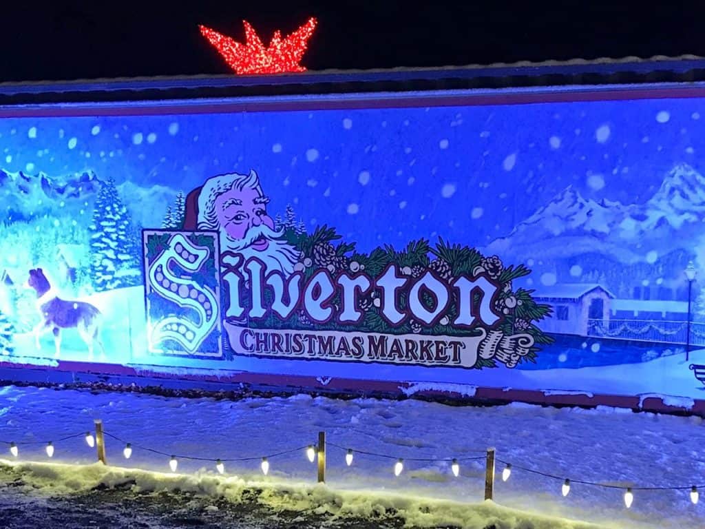 Silverton Christmas Market sign at the Oregon Garden Resort.