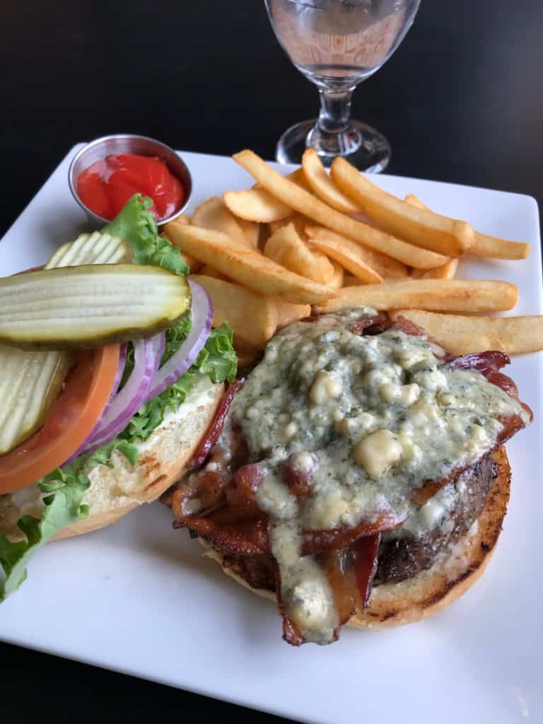 Bleu cheese and bacon burger at the Garden View Restaurant at The Oregon Garden Resort.