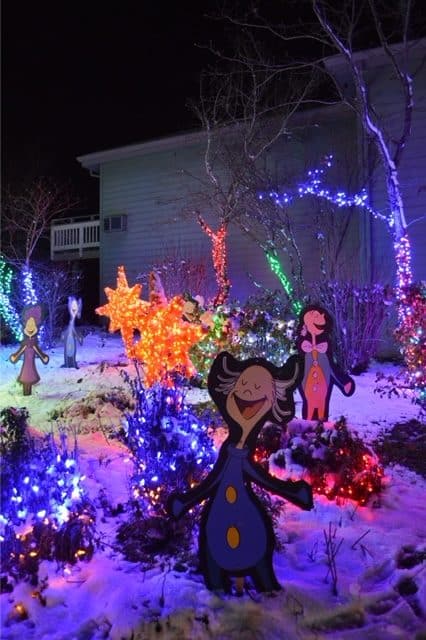 Whoville Christmas light scene at the Silverton Christmas Market hosted by The Oregon Garden Resort.