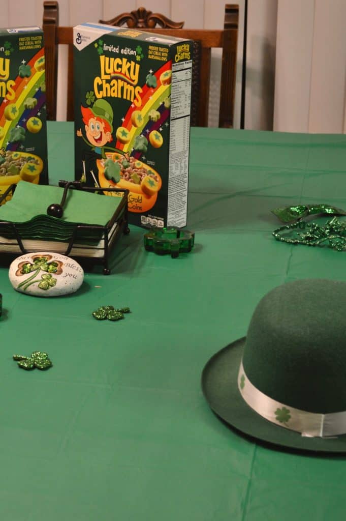 St. Patrick's Day table setting.
