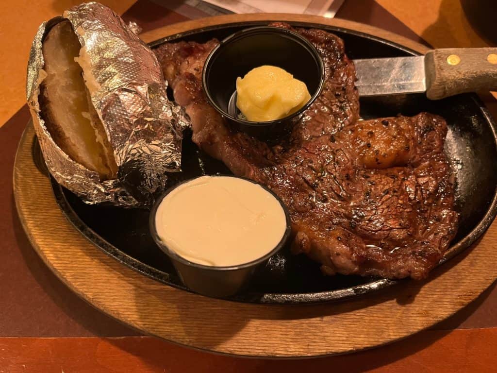 Ribeye steak and potato at the Markum Inn.