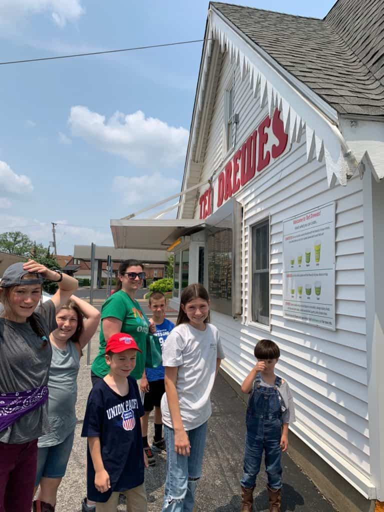 Family outside Ted Drewes frozen custard in St. Louis.