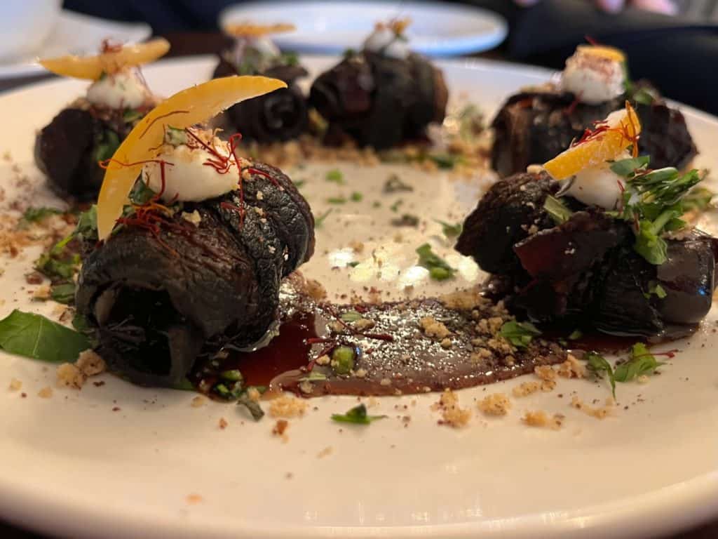 Bacon wrapped dates stuffed with chèvre at the Noble Fox