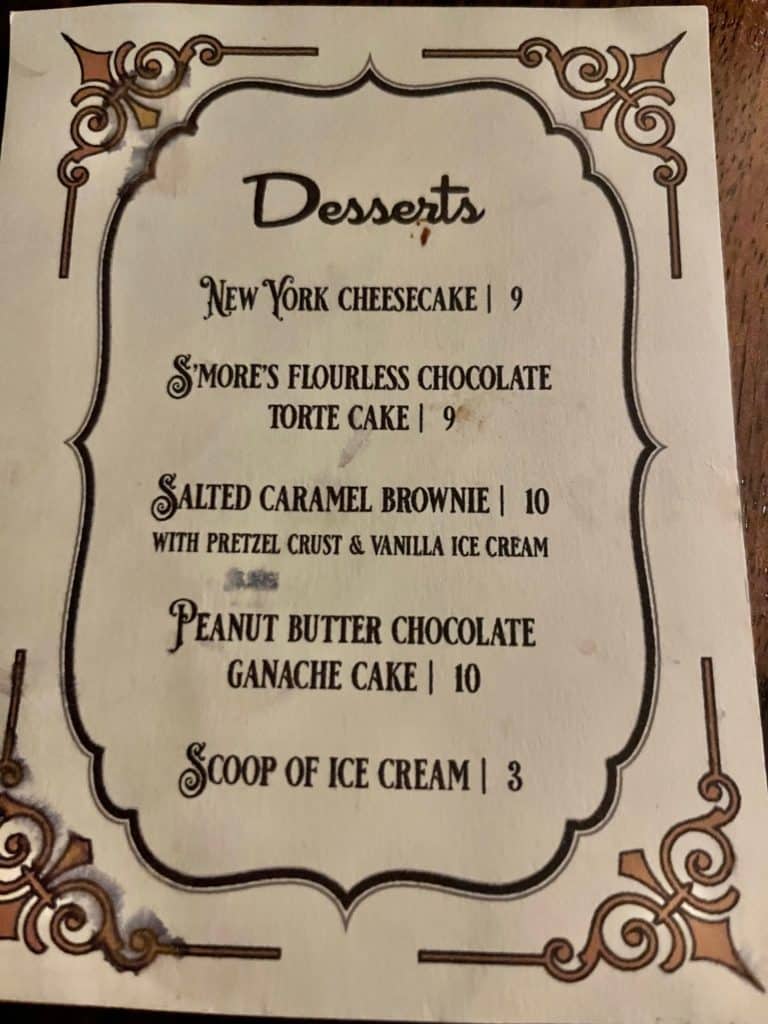 Dessert offerings at the Noble Fox restaurant in downtown Silverton, Oregon