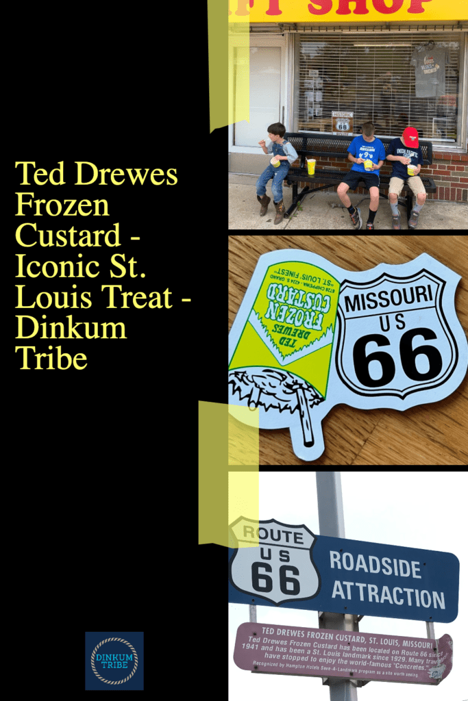 pinnable collage of three images of Ted Drewes