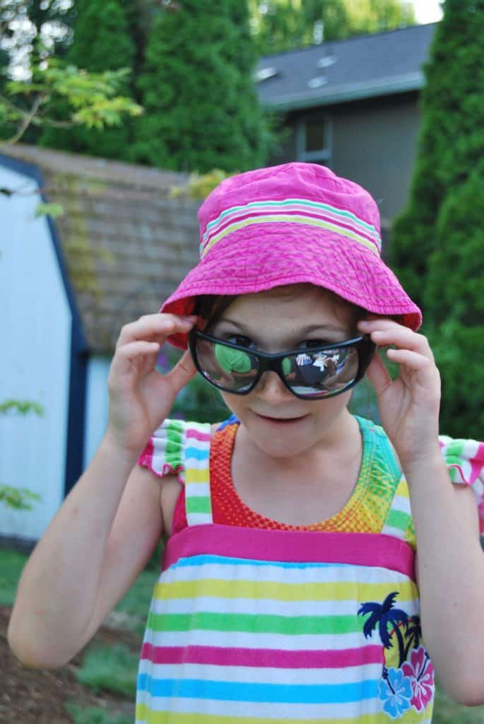 Girl in sunglasses. A common feature with hyperactive ADHD type is masking behaviors that society views as unacceptable or inappropriate.