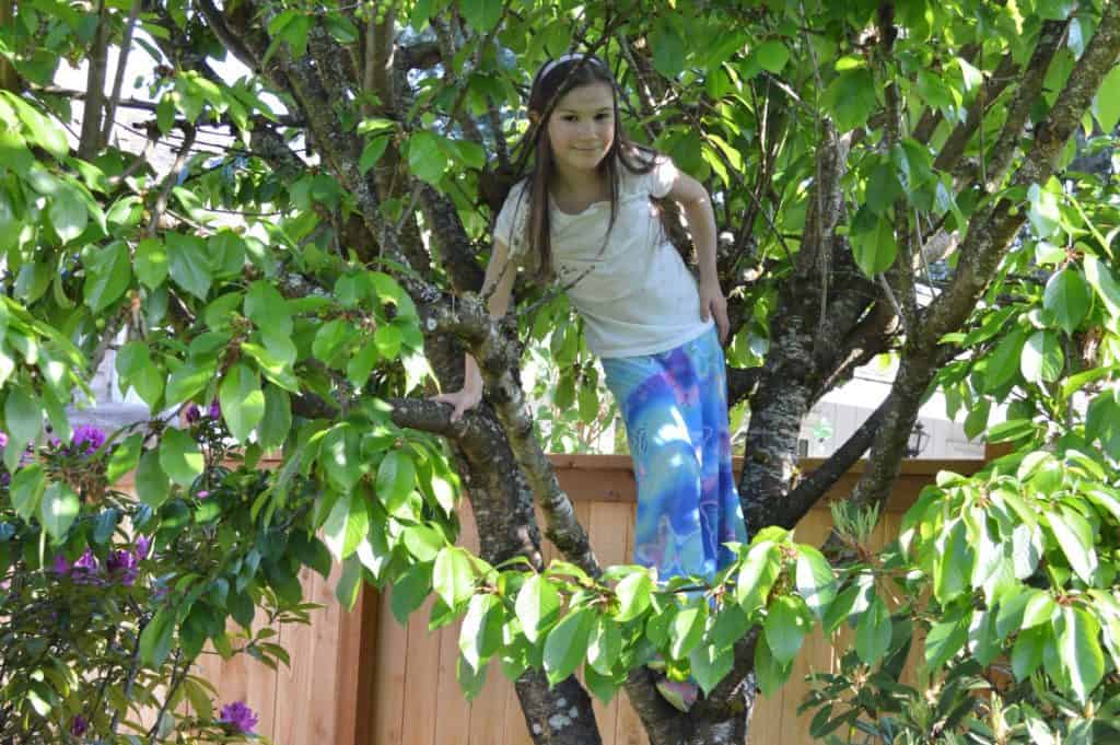 Girl climbing a tree. 