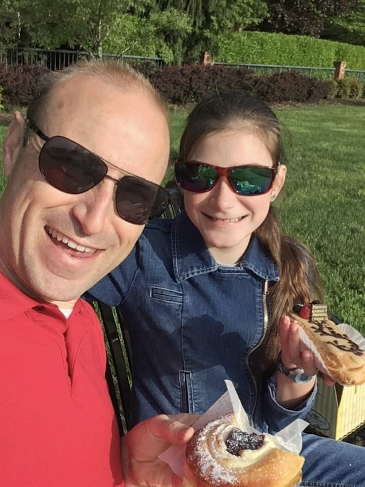 Father and daughter with donuts. A diagnosis can be helpful and validating for people with hyperactive ADHD type.