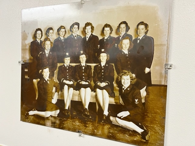 Black and white photo of women stewardesses.