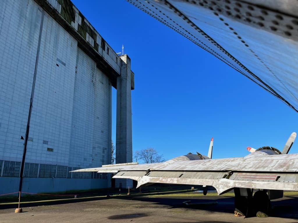 Guppy aircraft wing and Hangar B. Tillamook Air Museum, Oregon.