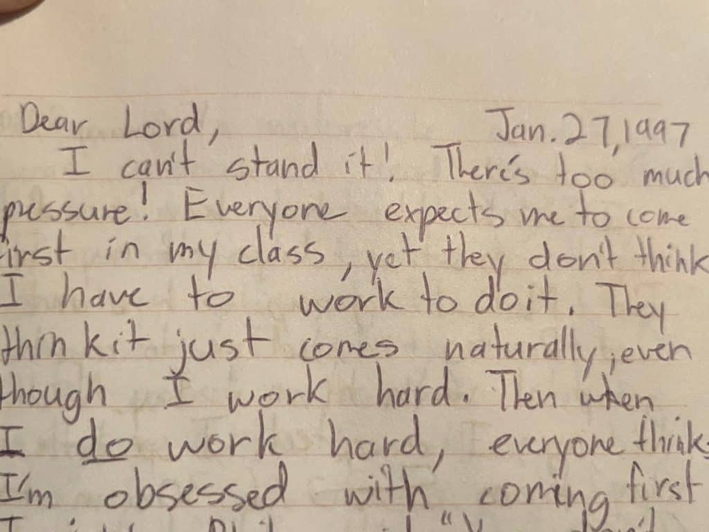 Handwritten journal entry from 1997.