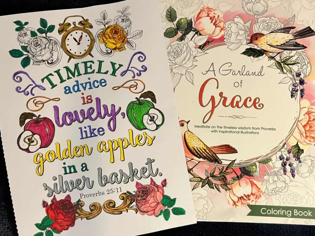 Coloring pages with Bible verse on them. Coloring books are a good self care idea for anxiety