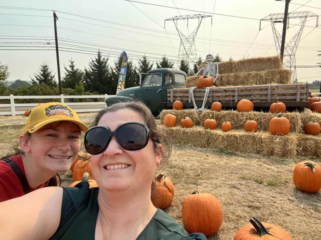 Jenn and Rook at the pumpkin patch