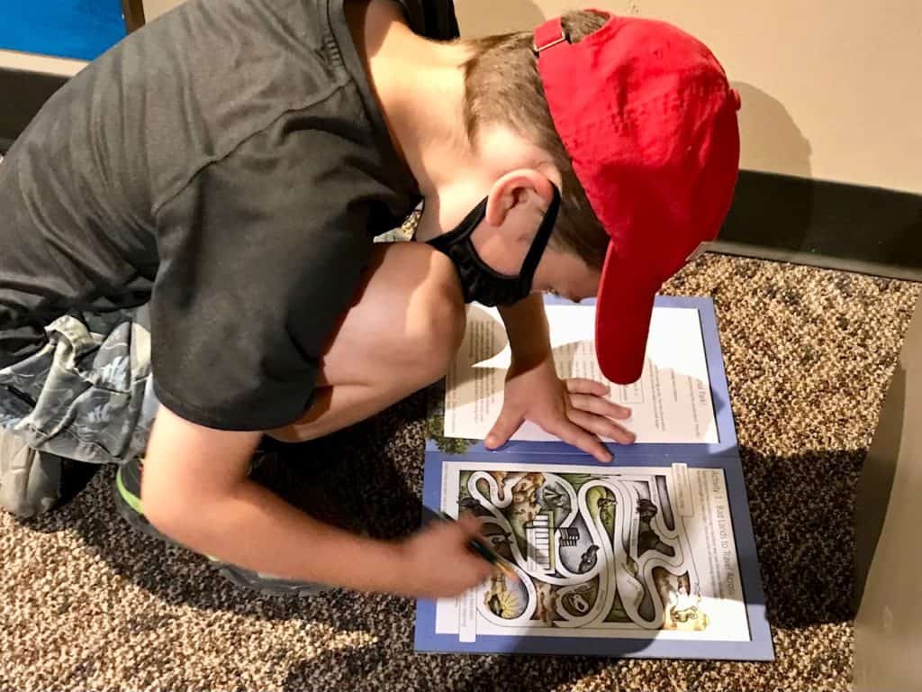 Boy working on Junior Ranger Book for Badlands NP