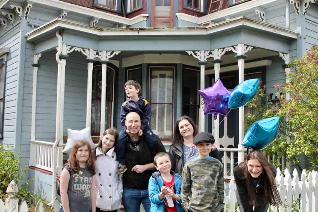 In front of Beverly Cleary's childhood home. Yamhill's Walk with Beverly Cleary is one of the fun family activities near McMInnville.