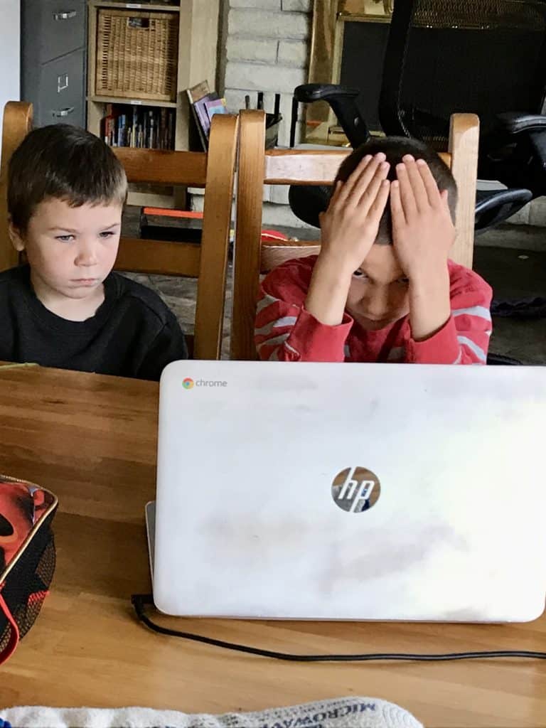 boys looking at laptop. Executive dysfunction is like spotty wifi service - you can only work online when the wifi works.