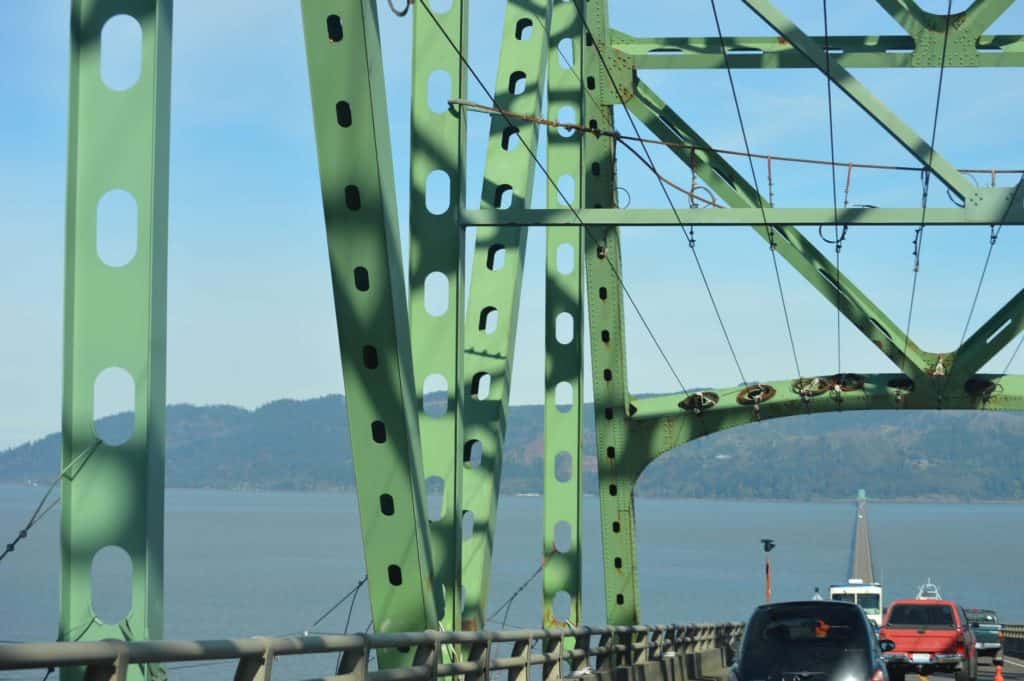 Astoria-Megler Bridge as seen from a vehicle.