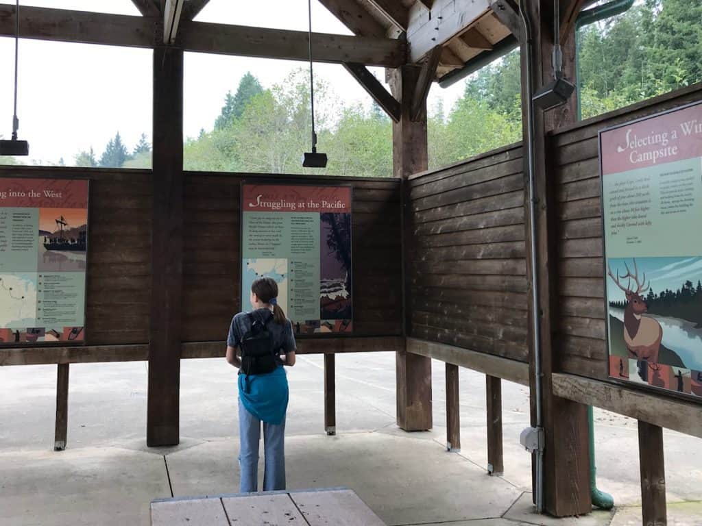 Interpretive pavilion at Netul Landing, Fort Clatsop National Park., Oregon.