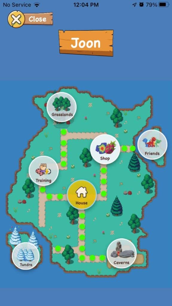 Screenshot of the land of Joon. Joon app review.