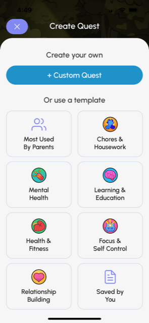 Suggested task categories. Joon app review.