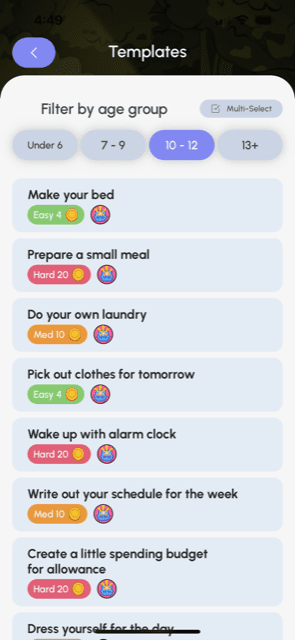 Suggested tasks for ages 10-12. Joon app review.