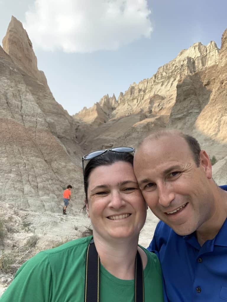Jennifer and I enjoy a selfie in front of beautiful ridges of Badlands National Park. After recovering form my road trip panic attack, we still had a wonderful day!