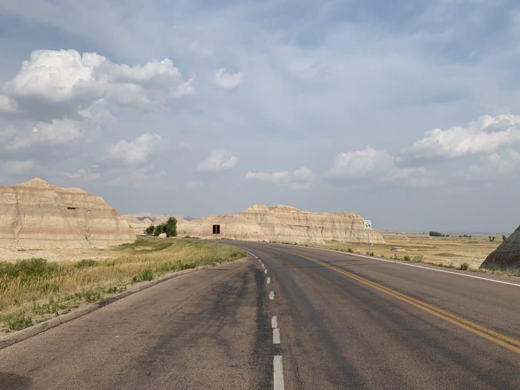 Driving through Badlands National Park.