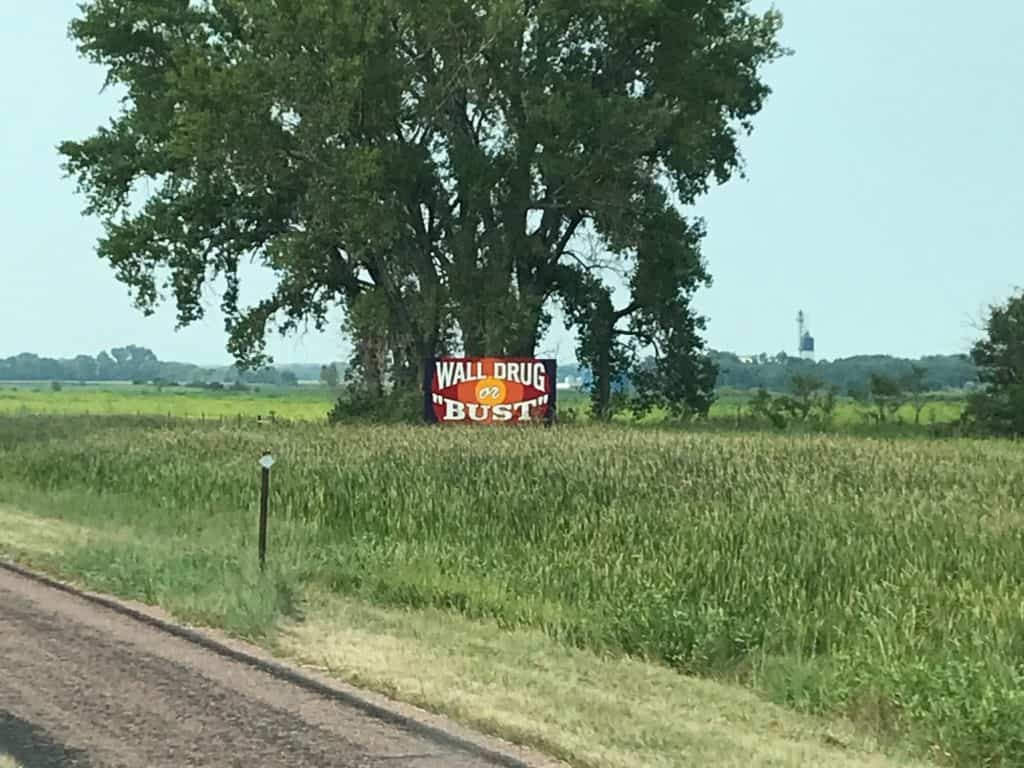 Wall Drug sign in South Dakota.