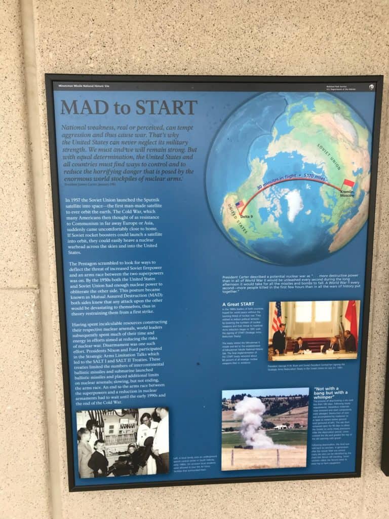 Informational sign: "MAD to START". Located at the Minuteman NHS, aka missile silo national park.