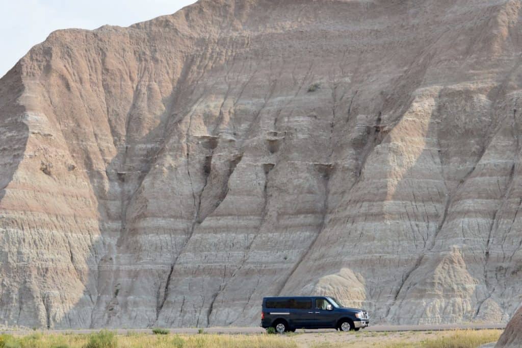 Van on the Badlands road.