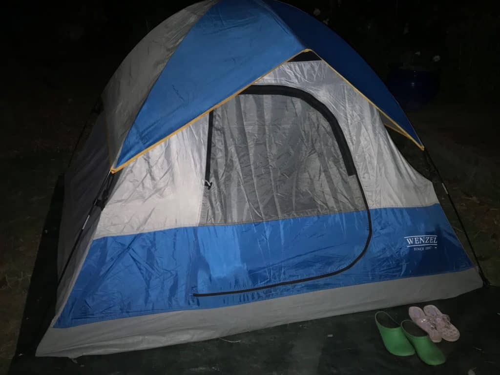 Blue and gray tent