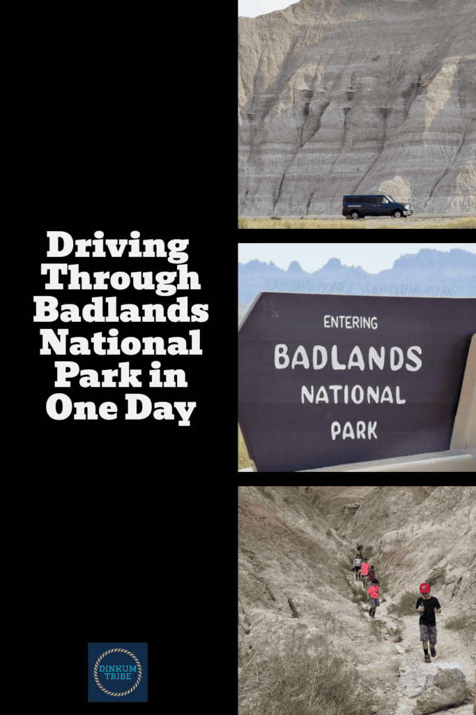 Pinnable collage for driving through badlands National Park