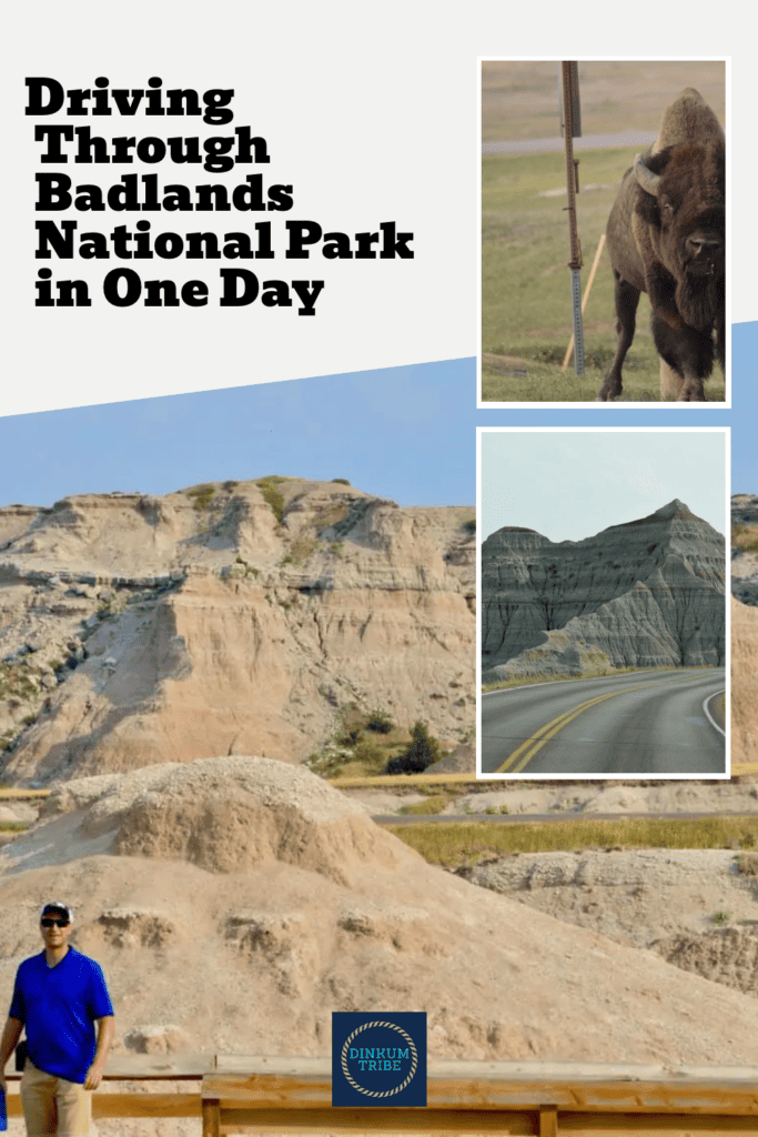 Pinnable collage for driving through badlands National Park