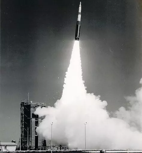 Image of a Minuteman Missile test launch. 
