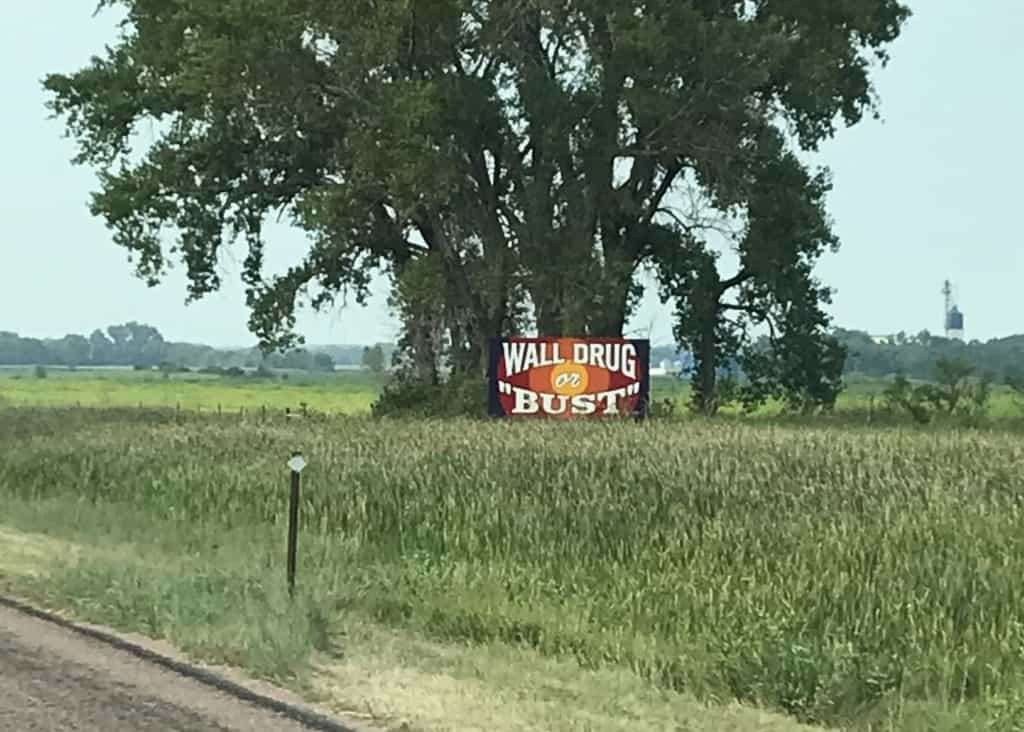 Wall Drug Sign. Wall Drug is one of the restaurants in Badlands National Park.