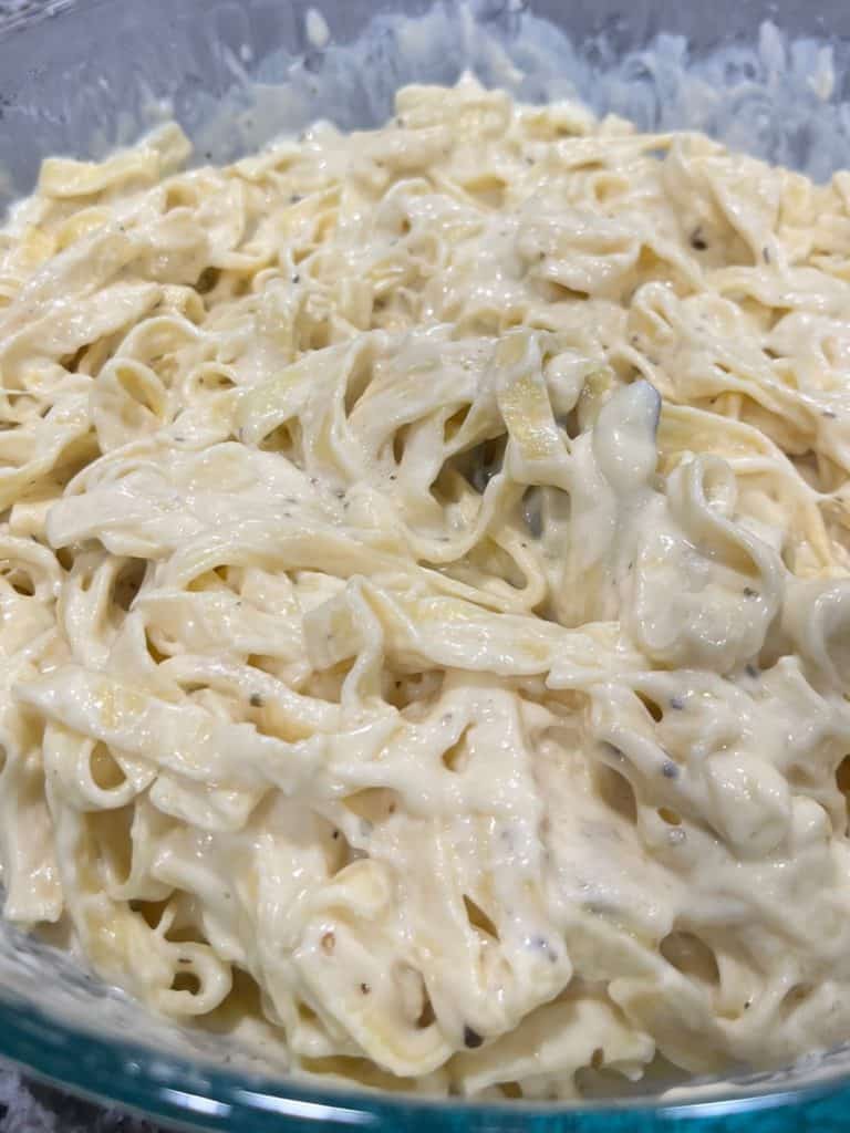 Pasta Alfredo. No cook camping meals.